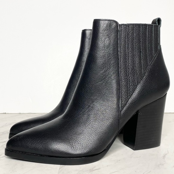 Marc Fisher Alva Black Leather Heeled Bootie 10M - Picture 1 of 14